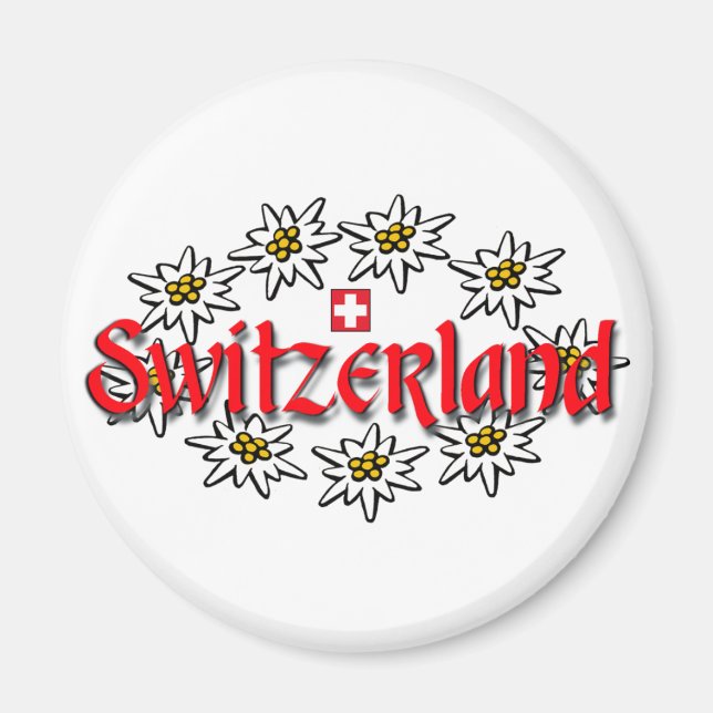 Imán botón Edelweiss de Suiza (Frente)