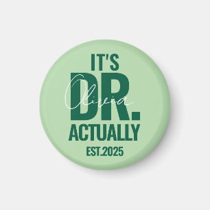 Imán Botón verde oscuro con nombre de Dr. personalizado