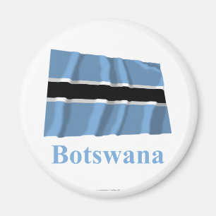 Imán Botswana ondeando la bandera con el nombre