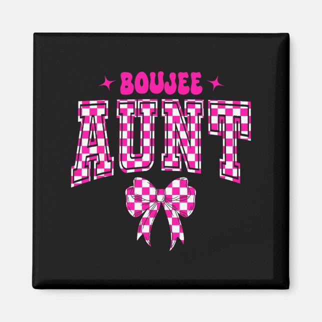 Imán Boujee Aunt Nk Checkered Bow Birthday Family Match (Frente)
