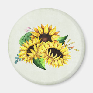 Imán Bouquet de girasol amarillo en acuarela