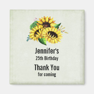 Imán Bouquet de girasol amarillo en acuarela Cumpleaños