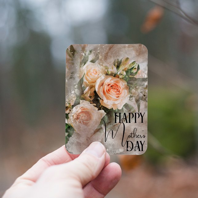 Imán Bouquet de rosas rosadas de Rubor Feliz Día de la  (Subido por el creador)