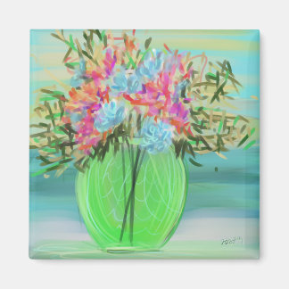 Imán Bouquet floral verde arte original