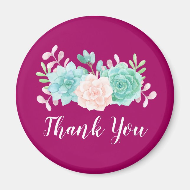 Imán Bouquet pastel rosa y verde floral sobre la vuelta (Frente)