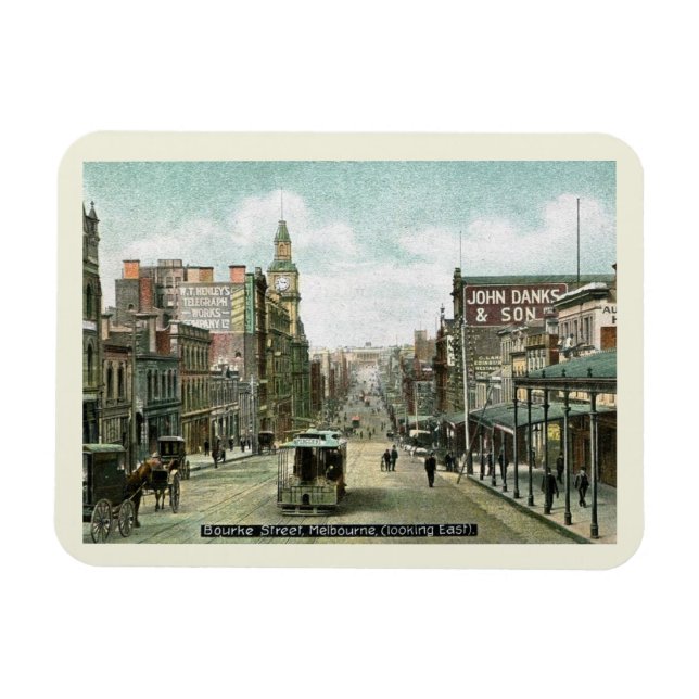 Imán Bourke St., Melbourne, Australia Vintage Style (Horizontal)