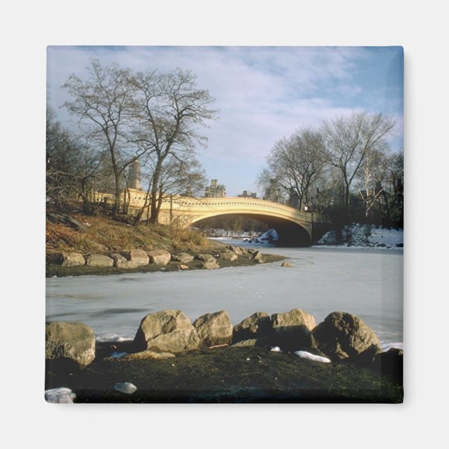 Imán Bow Bridge Central Park Winter NYC (Frente)