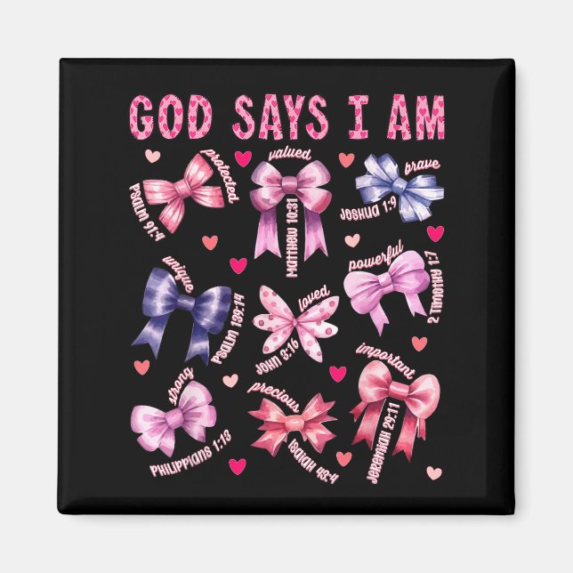 Imán Bow God Say I Am Christian Girl Teen Women Bible V (Frente)