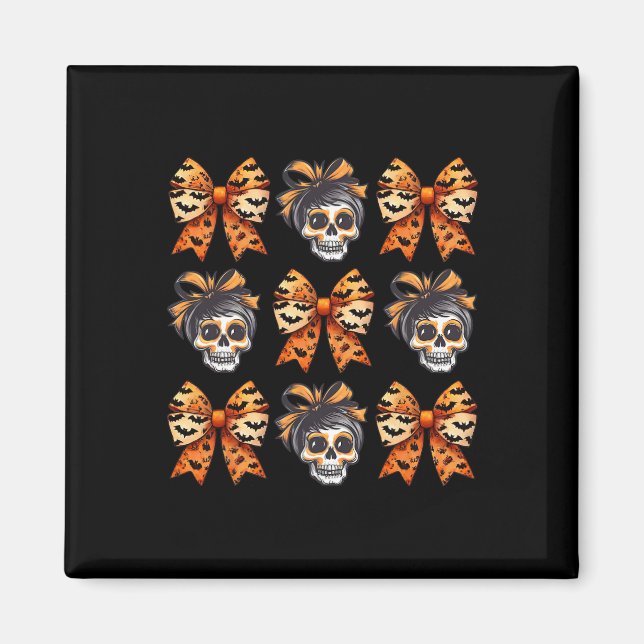 Imán Bow Halloween Spookone Season Skeleton Cute Mujere (Frente)