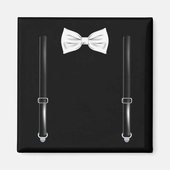 Imán Bow Tie With Suspenders Funny Wedding And Special  (Frente)