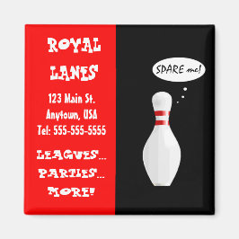 Imán Bowling Alley Talking Pin Funny Business Card