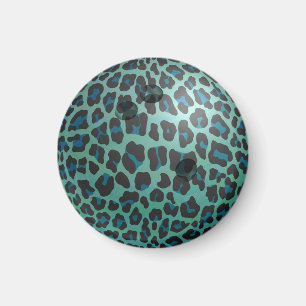 Imán Bowling Ball Leopard Verde azulado