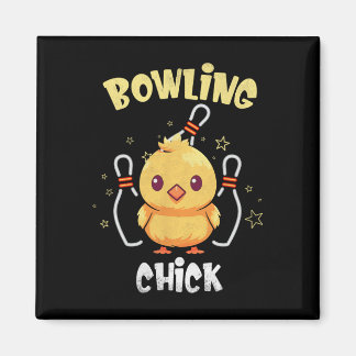 Imán Bowling Chick Funny Chicken Athlete Bowler Men Wom