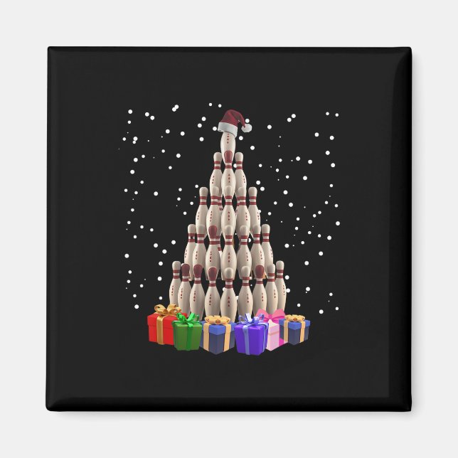 Imán Bowling Christmas Tree Funny Xmas Mating Family (Frente)