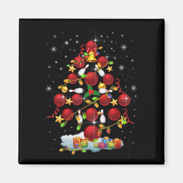 Imán Bowling Christmas Tree Lights Xmas Fun Gifts (Frente)