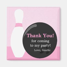 Imán Bowling Girl Birthday Party Thank You Magnet