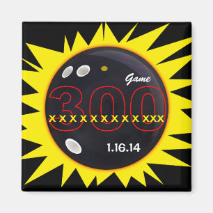 Imán Bowling, Juego Perfecto 300, 12X, Negro y Amarillo