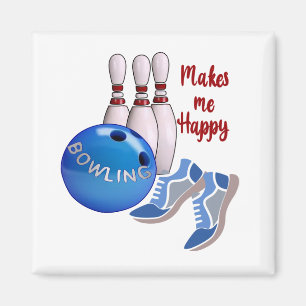 Imán Bowling me hace feliz botón