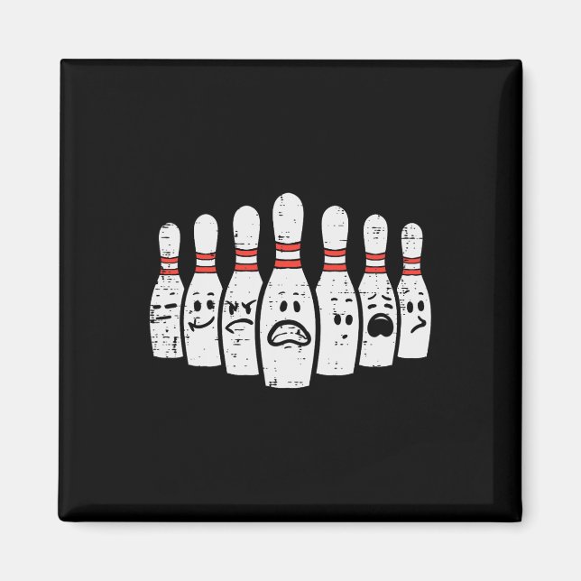 Imán Bowling Pins se enfrenta a graciosos Bowler Hombre (Frente)