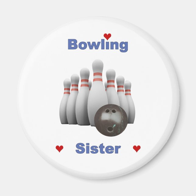 Imán Bowling Sister Hearts (Frente)