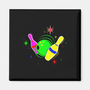 Imán Bowling T Shirt 80 Retro Neon Rótulo Strike Bowlin