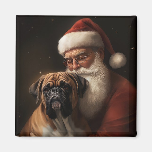 Imán Boxeador con Santa Claus Festivo Navidad (Frente)