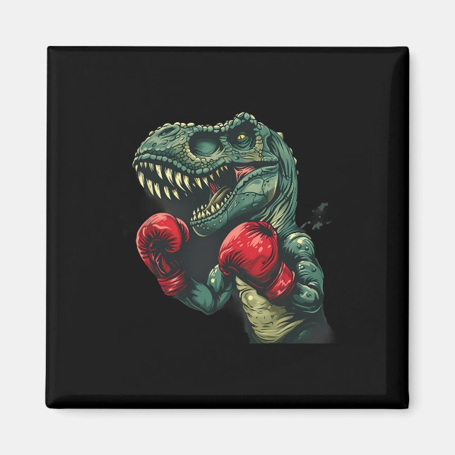 Imán Boxeador de dinosaurios Boxeador Dino Kickboxing T (Frente)