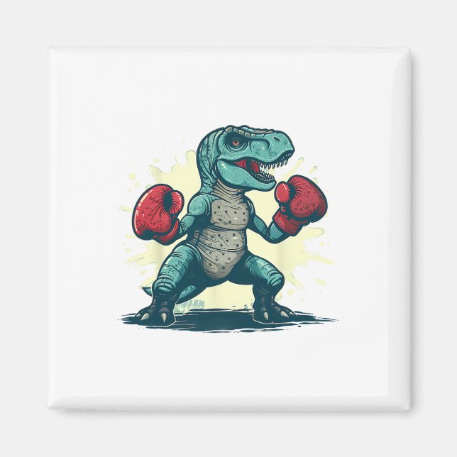 Imán Boxeador de dinosaurios de boxeo T-rex Kickboxing  (Frente)