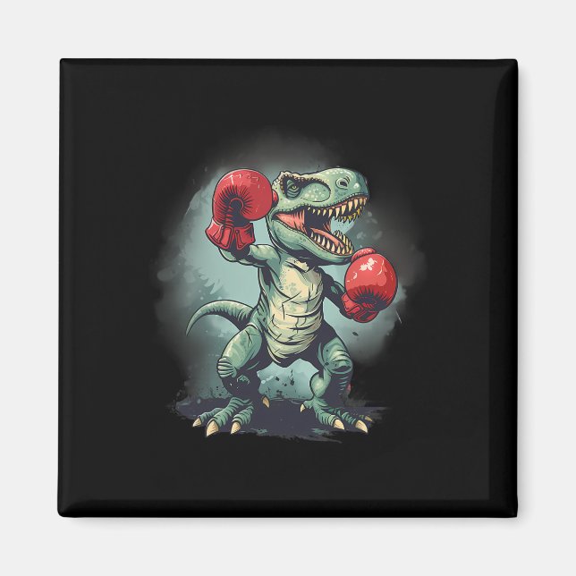 Imán Boxeador Dinosaurio Boxeo Dino Kickboxing T-rex Bo (Frente)