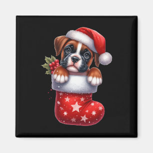 Imán Boxeador en Navidades de pavos Santa Hat Xmas Perr