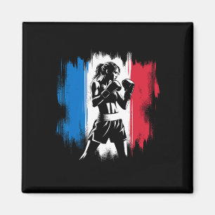 Imán Boxeadora con bandera de Francia - Kickboxing feme