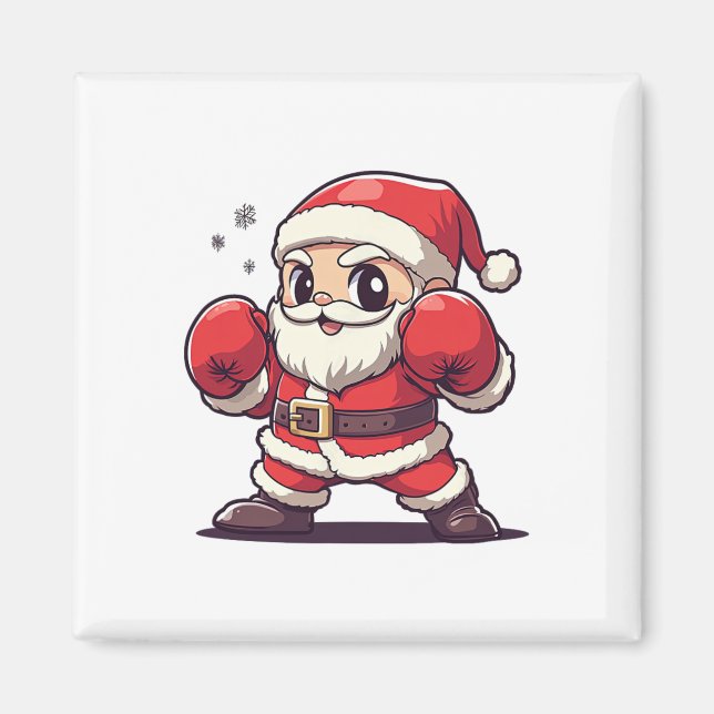 Imán Boxeo Cute Santa Claus - Navidades con temática na (Frente)