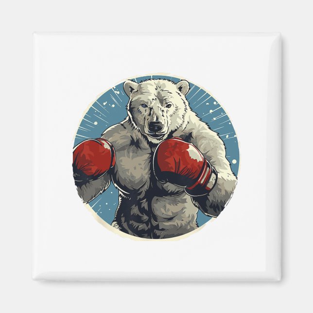 Imán Boxeo de boxeador de oso polar (Frente)