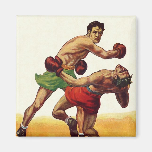Imán Boxeo Deportivo Antiguo, Boxeadores en una Pelea (Frente)