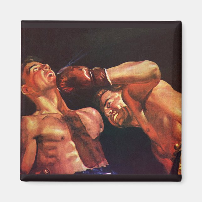 Imán Boxeo Deportivo Vintage, boxeadores luchando (Frente)