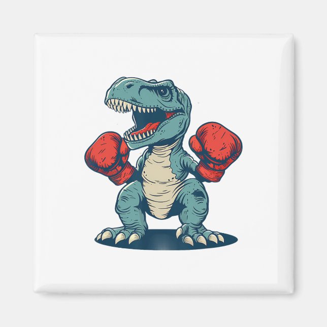 Imán Boxeo Dinosaurio Boxeador Dino Kickboxing T-rex Bo (Frente)