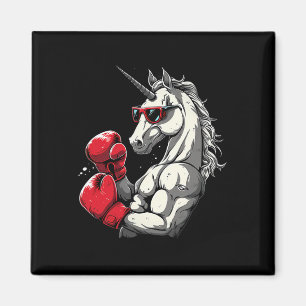 Imán Boxeo Unicornio Con Guantes De Boxeo