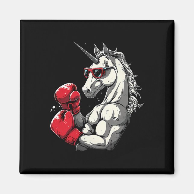 Imán Boxeo Unicornio Con Guantes De Boxeo (Frente)