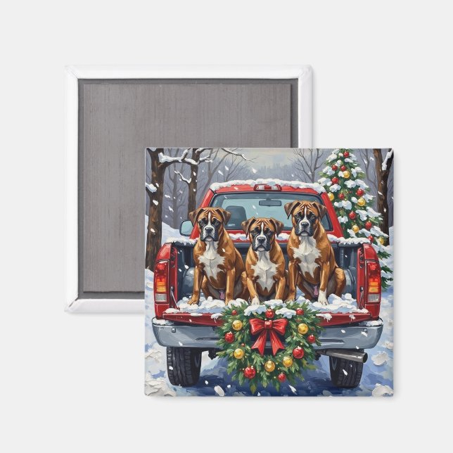 Imán Boxer Christmas Red Truck Holiday (Anverso/Reverso)