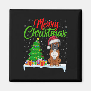 Imán Boxer Dog Christmas Tree ilumina divertidas navida