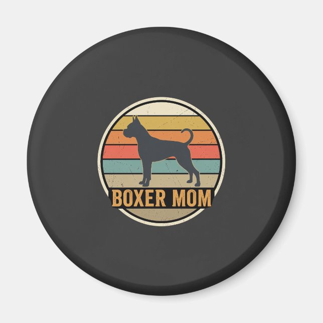Imán Boxer Mamá Retro Atardecer Perro (Frente)