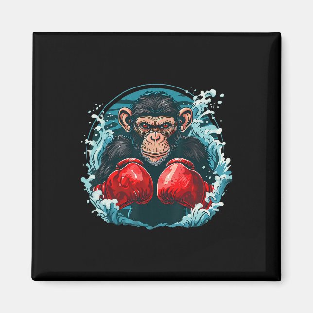 Imán Boxer Monkey With Boxing Gloves Kickboxing Funny B (Frente)