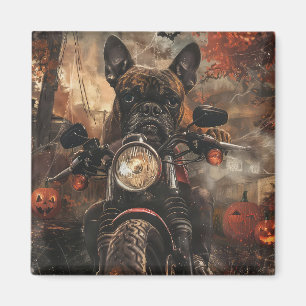 Imán Boxer montando motocicleta Halloween Da miedo