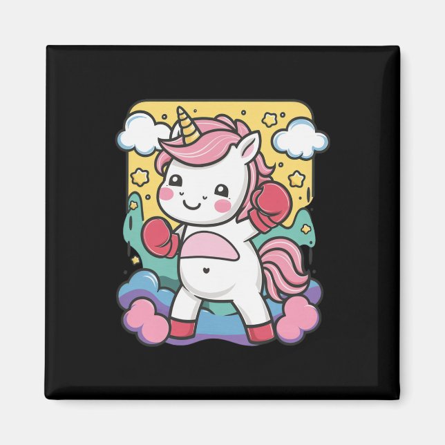Imán Boxer Unicorn Con Guantes De Boxeo Ama El Boxeo (Frente)