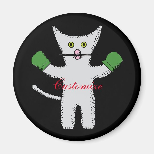 Imán Boxing Kitten con Mittens_Cove (Frente)