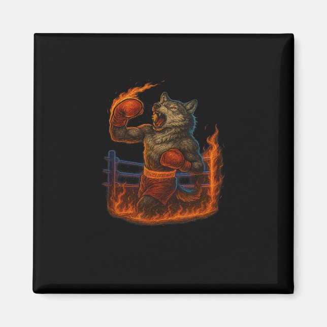 Imán Boxing Lover Wolf Mma Fighter Werewolf Beth Gym (Frente)