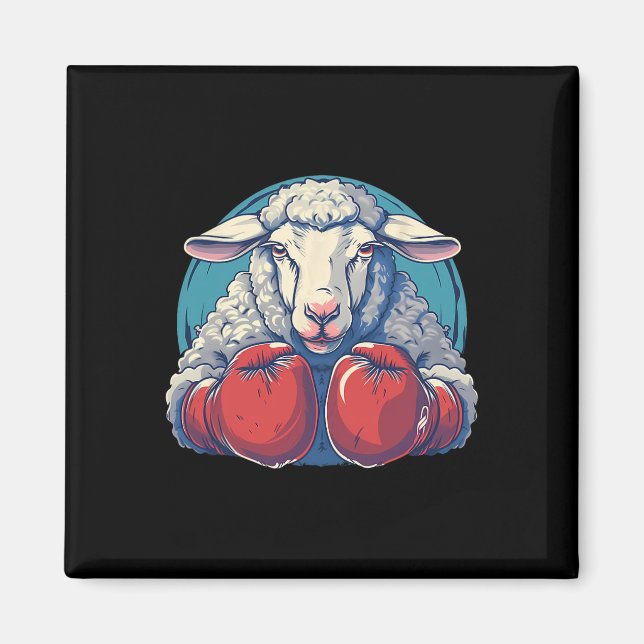 Imán Boxing Sheep With Boxing Gloves Kickboxing Funny B (Frente)