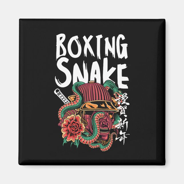 Imán Boxing Snake Japonés Samurai Guerrero Cobra Fighti (Frente)