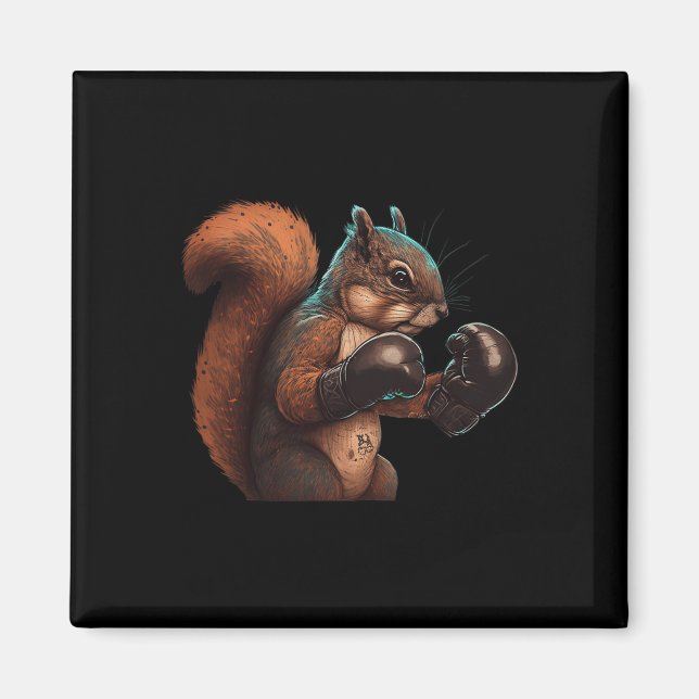 Imán Boxing Squirrel Boxeador Guantes de boxeo Kickboxi (Frente)
