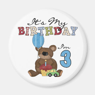 Imán Boy Bear camisetas y regalos de tercer cumpleaños